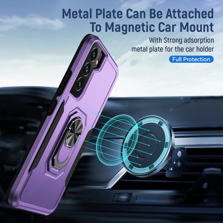 For Samsung Galaxy S22+ 5G Pioneer Armor Heavy Duty PC + TPU Holder Phone Case