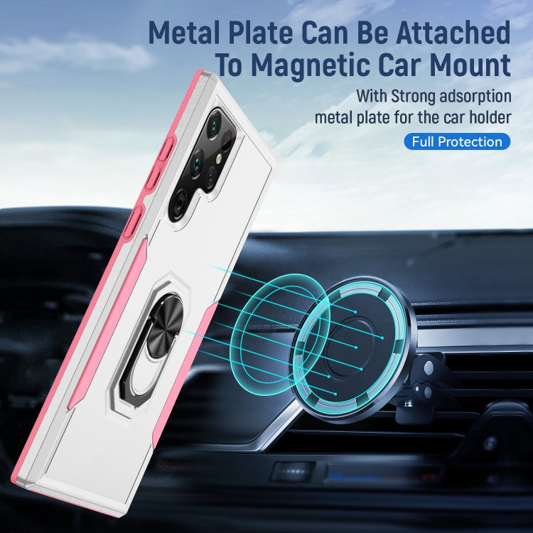 For Samsung Galaxy S22 Ultra 5G Pioneer Armor Heavy Duty PC + TPU Holder Phone Case