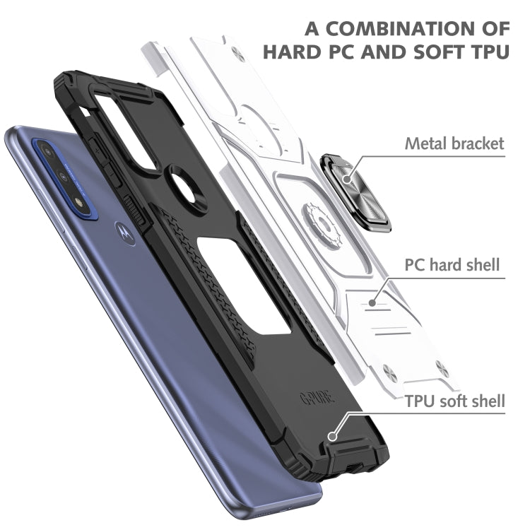 For Motorola Moto G Pure Magnetic Armor TPU + PC Holder Phone Case