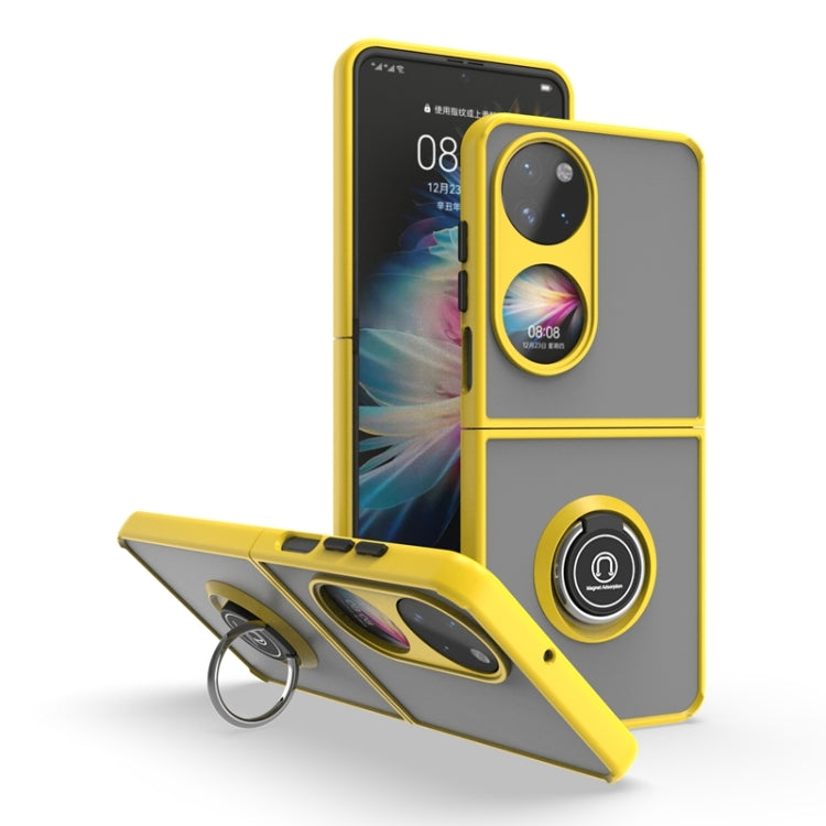 For Huawei P50 Pocket Q Shadow I Ring Kickstand PC and TPU Hybrid Phone Case