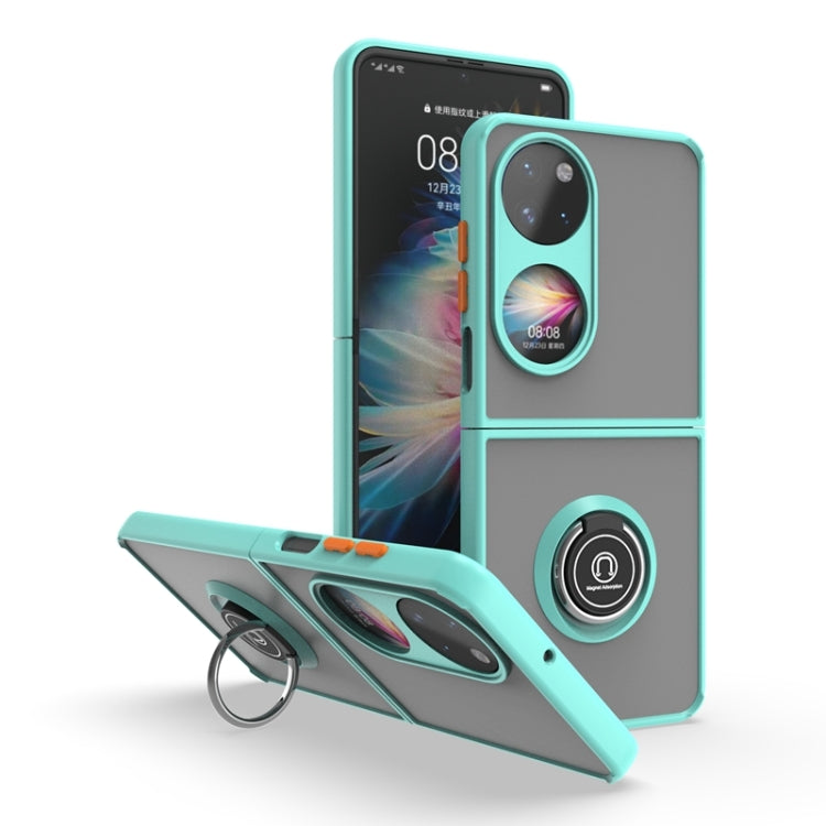 For Huawei P50 Pocket Q Shadow I Ring Kickstand PC and TPU Hybrid Phone Case