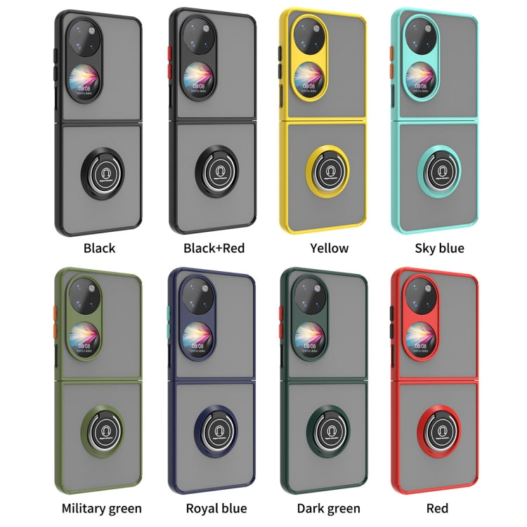 For Huawei P50 Pocket Q Shadow I Ring Kickstand PC and TPU Hybrid Phone Case