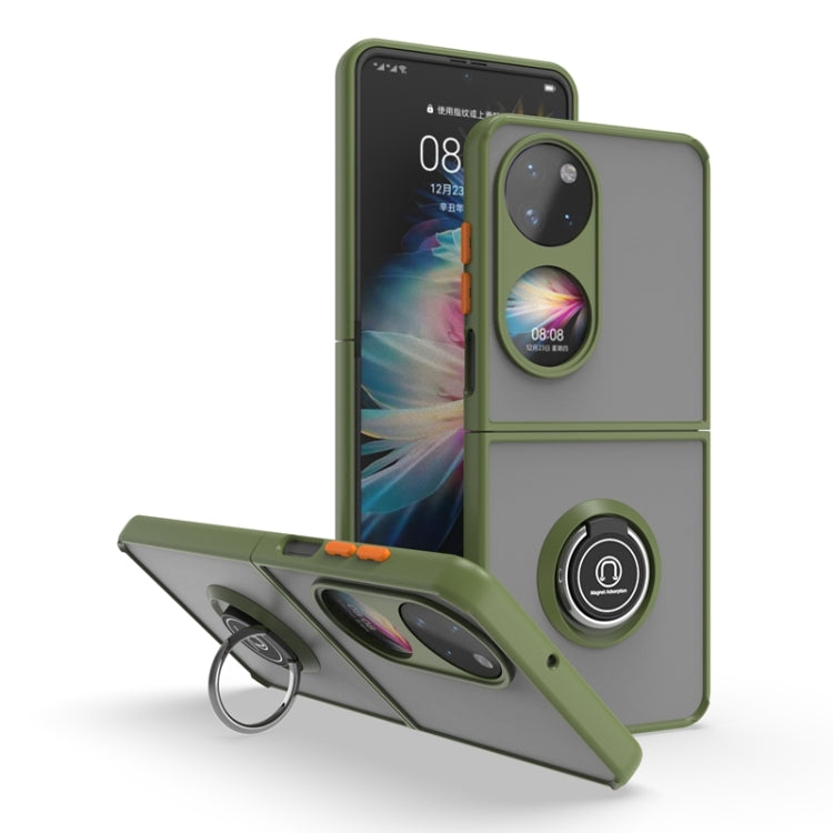 For Huawei P50 Pocket Q Shadow I Ring Kickstand PC and TPU Hybrid Phone Case