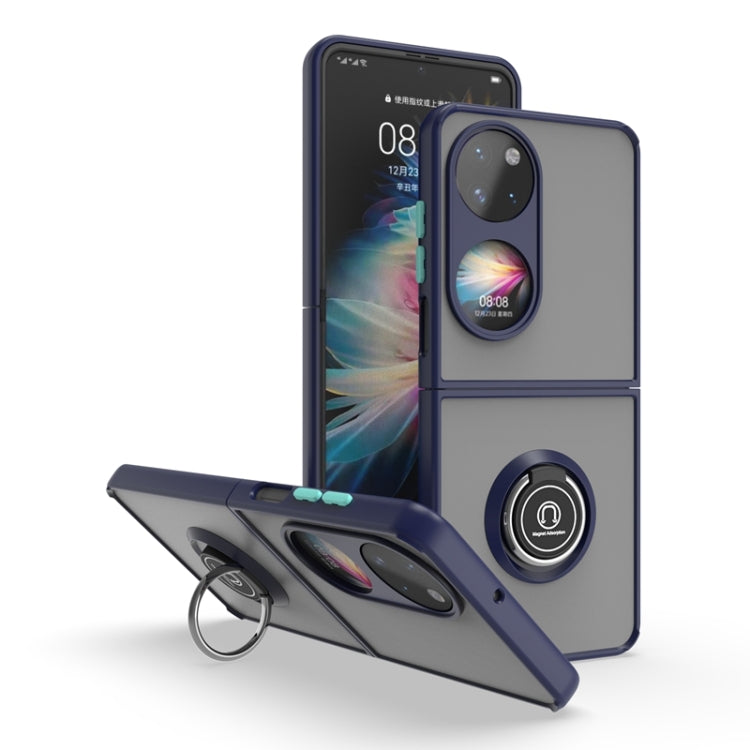 For Huawei P50 Pocket Q Shadow I Ring Kickstand PC and TPU Hybrid Phone Case