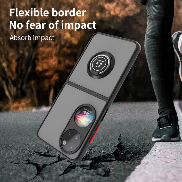 For Huawei P50 Pocket Q Shadow I Ring Kickstand PC and TPU Hybrid Phone Case