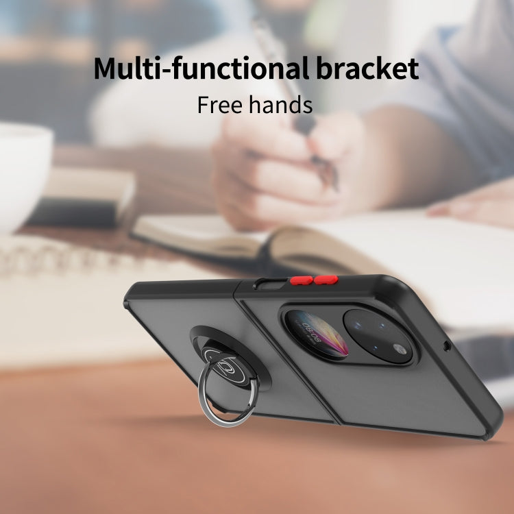 For Huawei P50 Pocket Q Shadow I Ring Kickstand PC and TPU Hybrid Phone Case