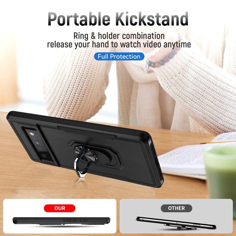 For Google Pixel 6 Pro Pioneer Armor Heavy Duty PC + TPU Holder Phone Case