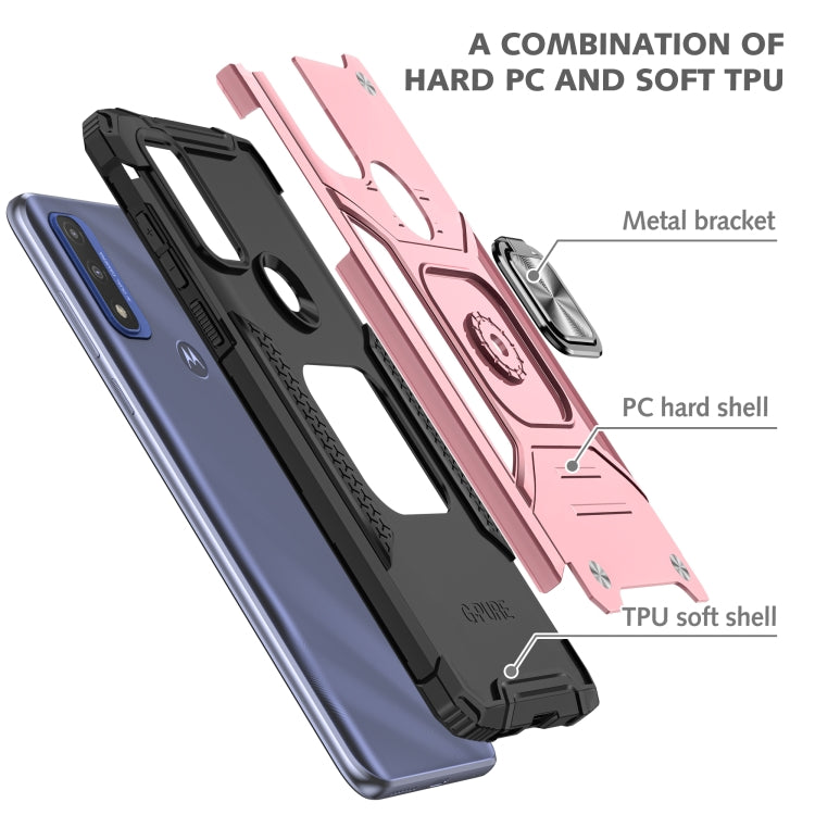Magnetic Armor Shockproof TPU + PC Phone Case with Metal Ring Holder For Motorola G Pure