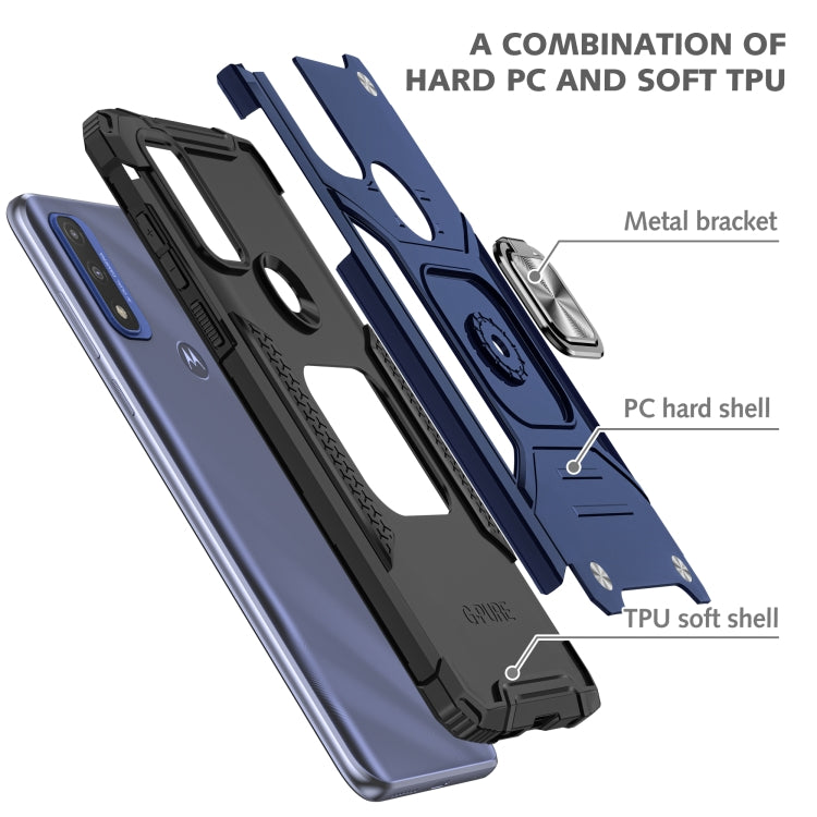 Magnetic Armor Shockproof TPU + PC Phone Case with Metal Ring Holder For Motorola G Pure