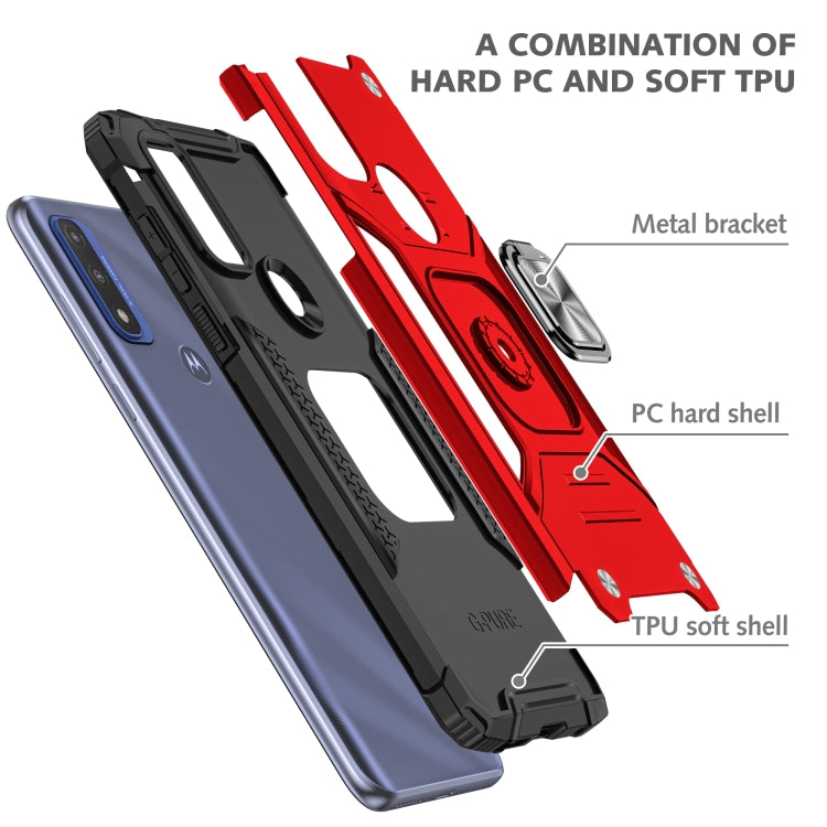 Magnetic Armor Shockproof TPU + PC Phone Case with Metal Ring Holder For Motorola G Pure