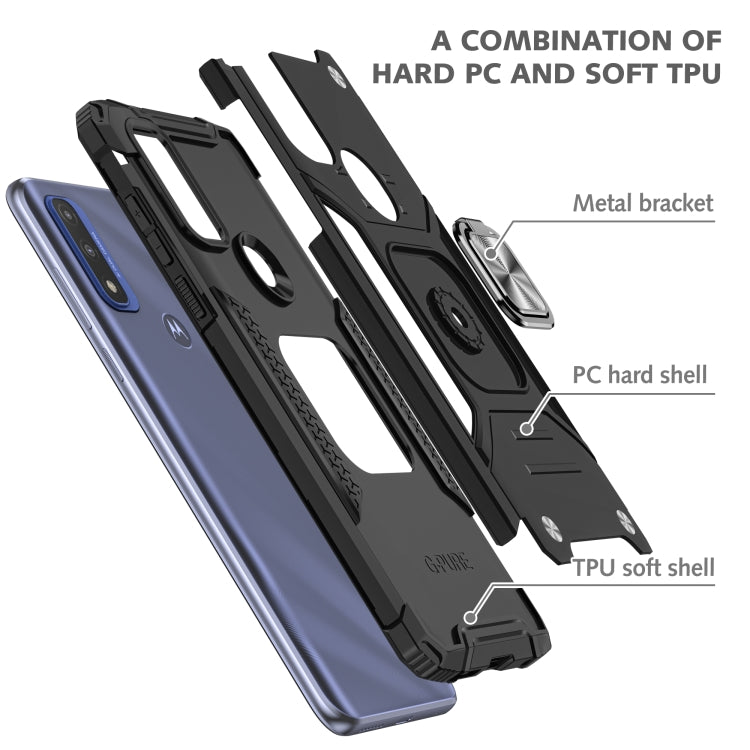 Magnetic Armor Shockproof TPU + PC Phone Case with Metal Ring Holder For Motorola G Pure