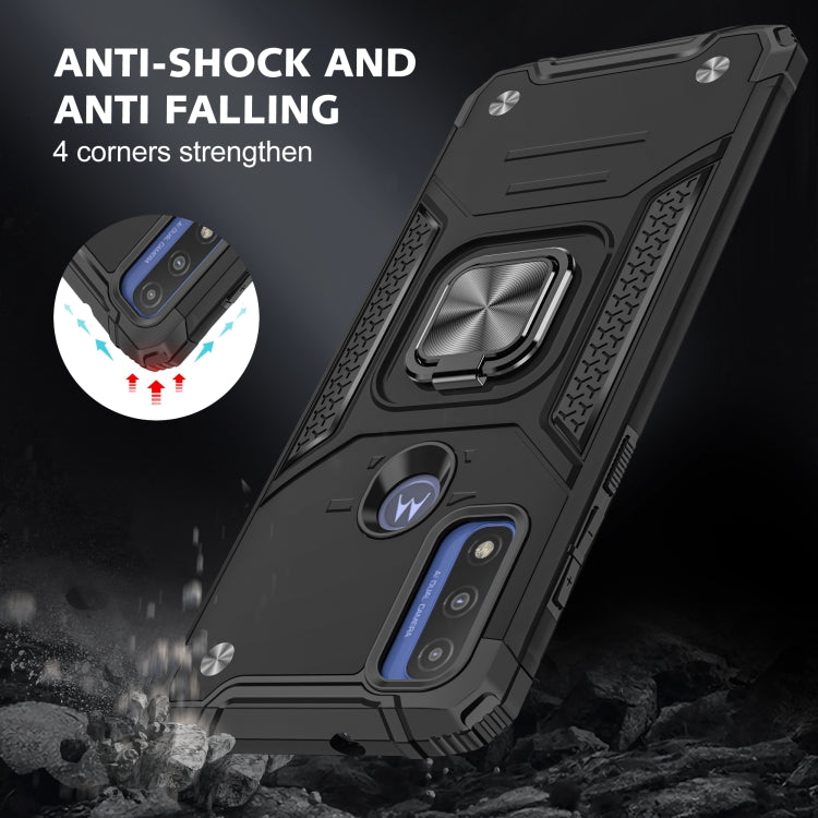 Magnetic Armor Shockproof TPU + PC Phone Case with Metal Ring Holder For Motorola G Pure