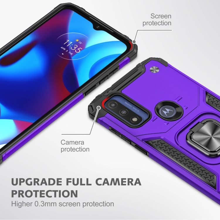 Magnetic Armor Shockproof TPU + PC Phone Case with Metal Ring Holder For Motorola G Pure