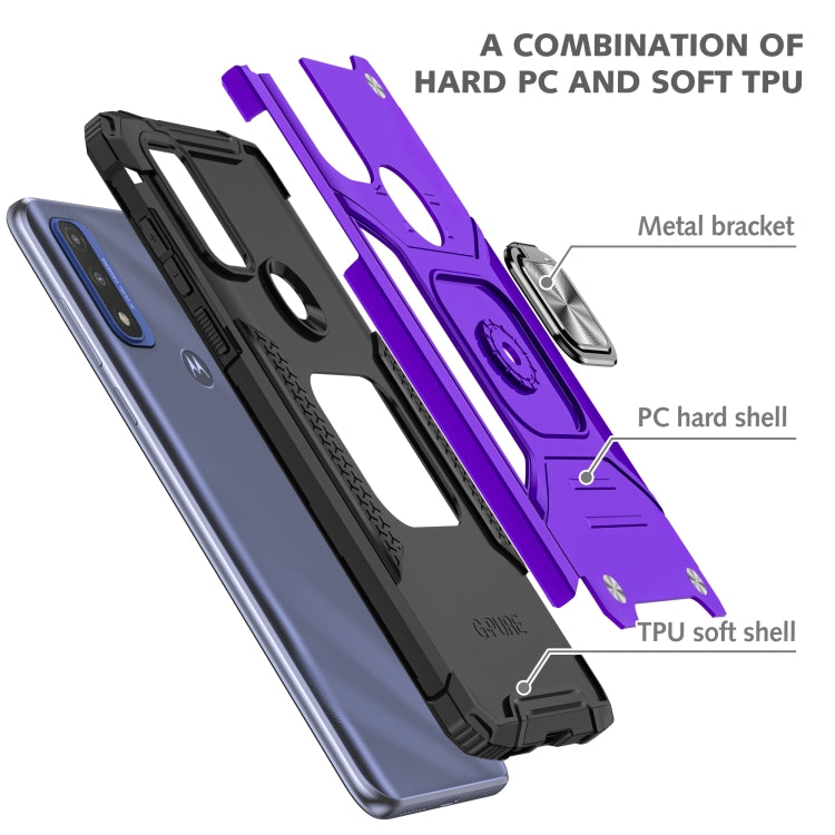 Magnetic Armor Shockproof TPU + PC Phone Case with Metal Ring Holder For Motorola G Pure