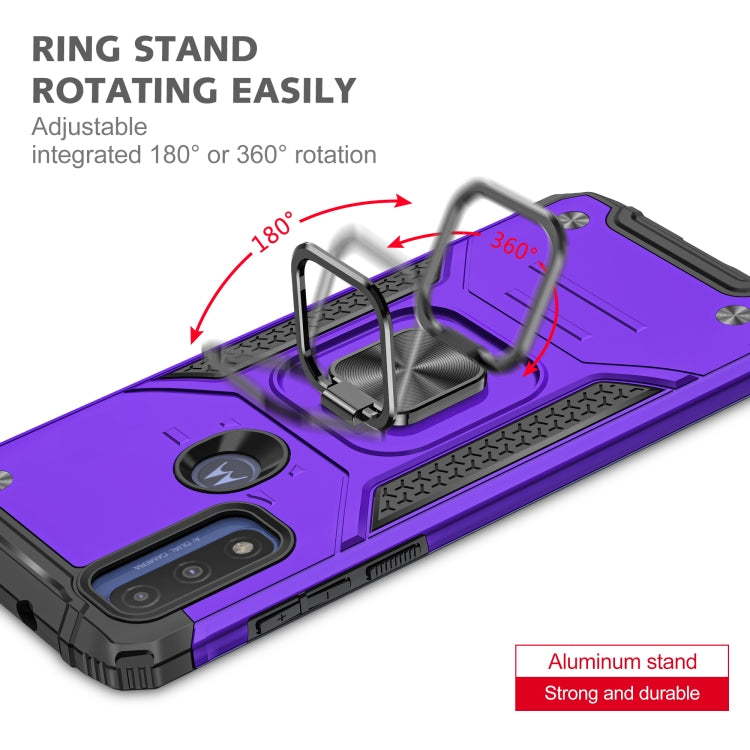 Magnetic Armor Shockproof TPU + PC Phone Case with Metal Ring Holder For Motorola G Pure