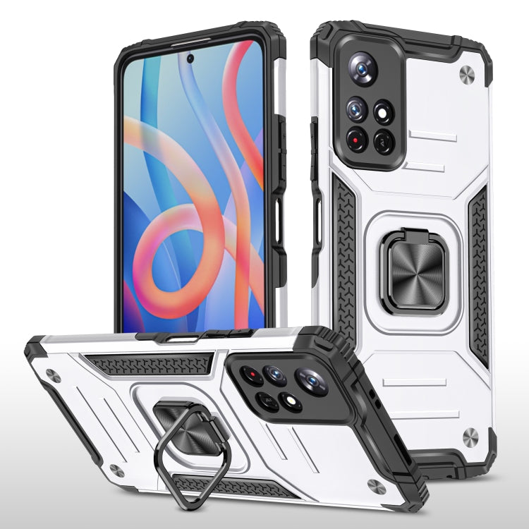 Magnetic Armor Shockproof TPU + PC Phone Case with Metal Ring Holder For Xiaomi Redmi Note 11