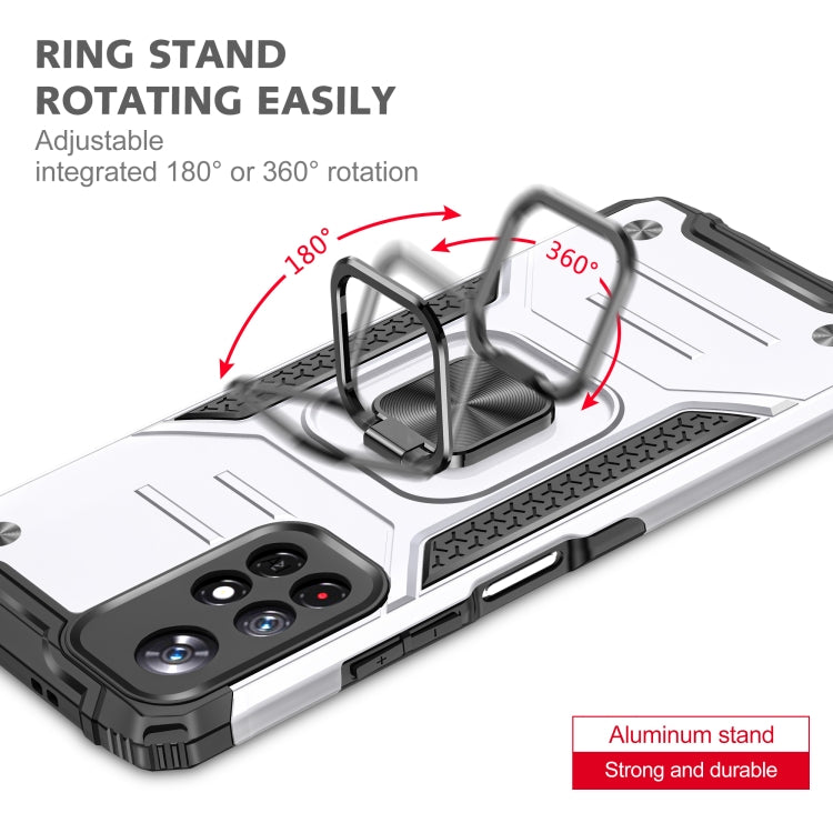 Magnetic Armor Shockproof TPU + PC Phone Case with Metal Ring Holder For Xiaomi Redmi Note 11