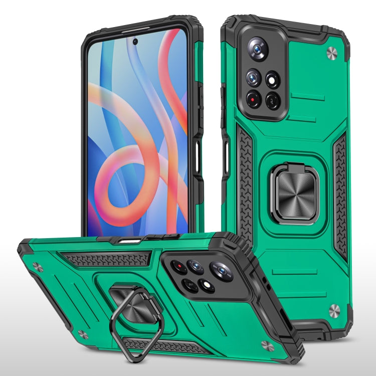 Magnetic Armor Shockproof TPU + PC Phone Case with Metal Ring Holder For Xiaomi Redmi Note 11