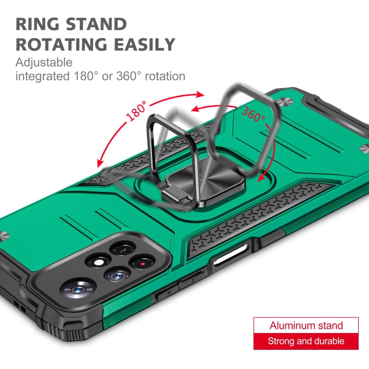 Magnetic Armor Shockproof TPU + PC Phone Case with Metal Ring Holder For Xiaomi Redmi Note 11