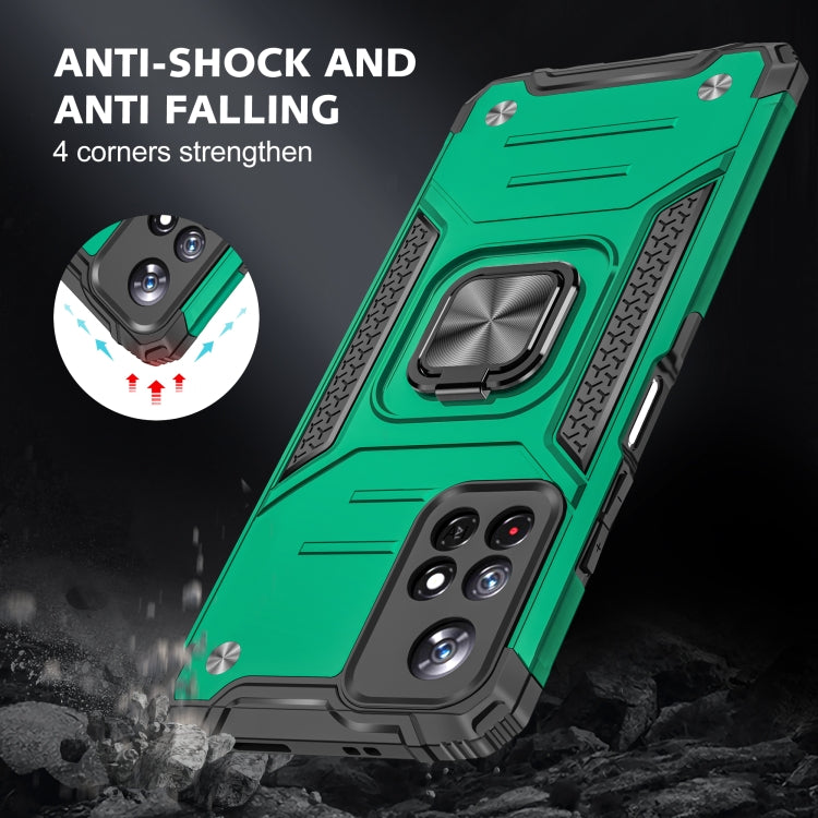 Magnetic Armor Shockproof TPU + PC Phone Case with Metal Ring Holder For Xiaomi Redmi Note 11