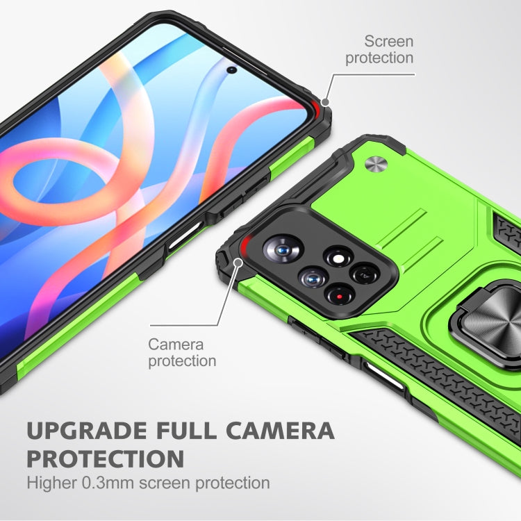 Magnetic Armor Shockproof TPU + PC Phone Case with Metal Ring Holder For Xiaomi Redmi Note 11