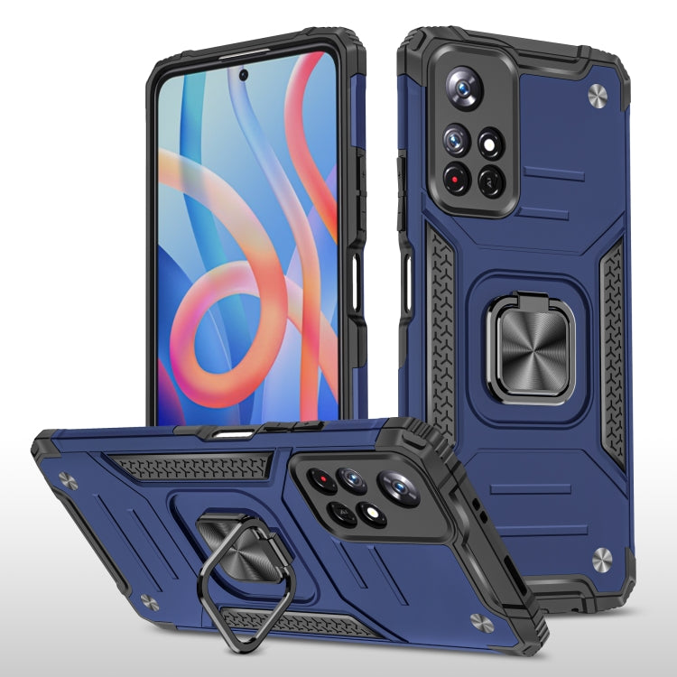 Magnetic Armor Shockproof TPU + PC Phone Case with Metal Ring Holder For Xiaomi Redmi Note 11