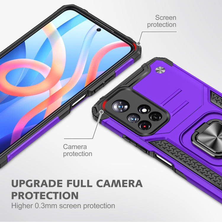 Magnetic Armor Shockproof TPU + PC Phone Case with Metal Ring Holder For Xiaomi Redmi Note 11