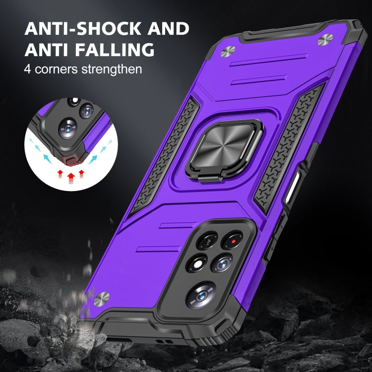Magnetic Armor Shockproof TPU + PC Phone Case with Metal Ring Holder For Xiaomi Redmi Note 11