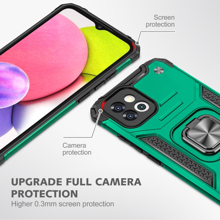 Magnetic Armor Shockproof TPU + PC Phone Case with Metal Ring Holder For Samsung Galaxy A03 Europe