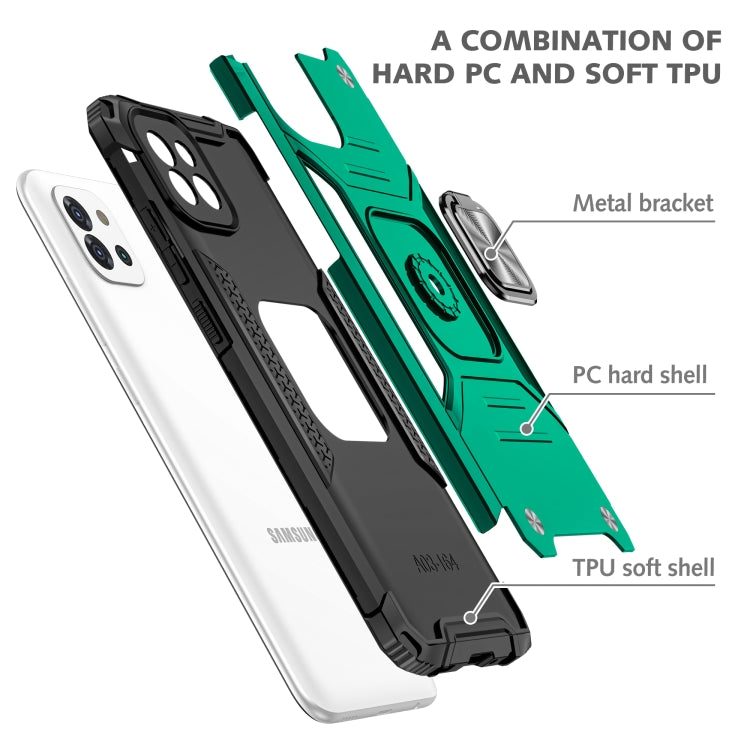 Magnetic Armor Shockproof TPU + PC Phone Case with Metal Ring Holder For Samsung Galaxy A03 Europe