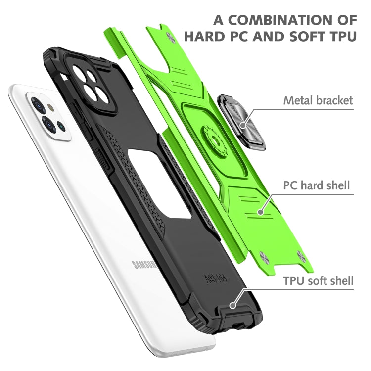 Magnetic Armor Shockproof TPU + PC Phone Case with Metal Ring Holder For Samsung Galaxy A03 Europe