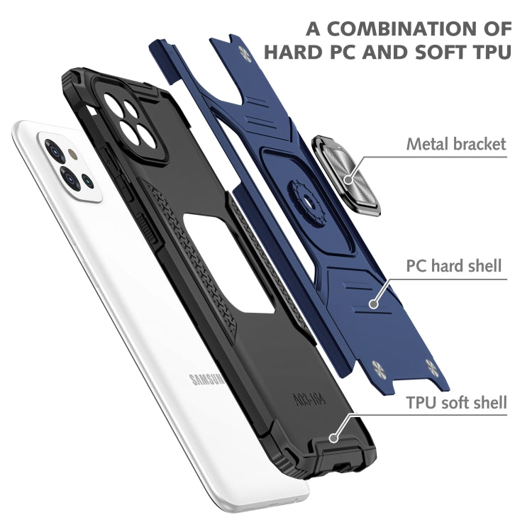 Magnetic Armor Shockproof TPU + PC Phone Case with Metal Ring Holder For Samsung Galaxy A03 Europe