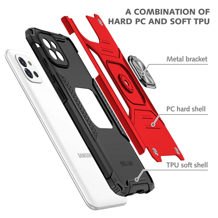 Magnetic Armor Shockproof TPU + PC Phone Case with Metal Ring Holder For Samsung Galaxy A03 Europe