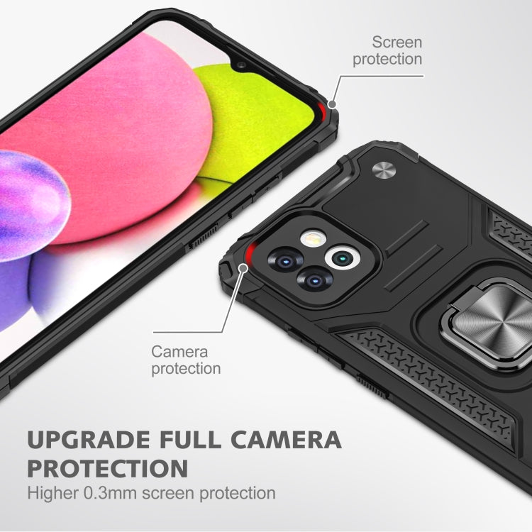 Magnetic Armor Shockproof TPU + PC Phone Case with Metal Ring Holder For Samsung Galaxy A03 Europe