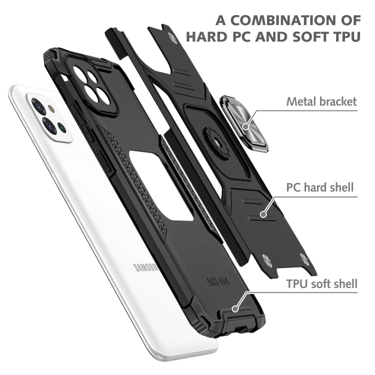 Magnetic Armor Shockproof TPU + PC Phone Case with Metal Ring Holder For Samsung Galaxy A03 Europe