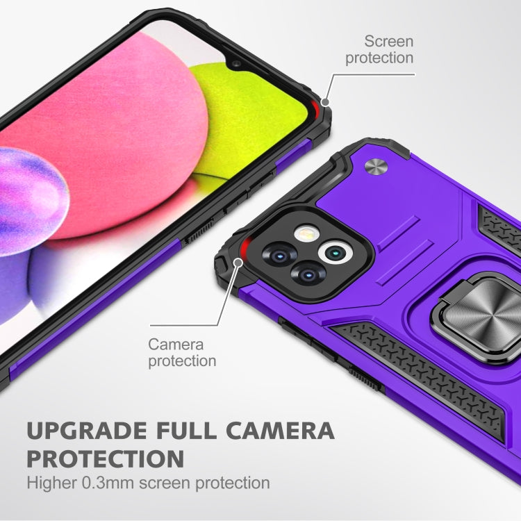 Magnetic Armor Shockproof TPU + PC Phone Case with Metal Ring Holder For Samsung Galaxy A03 Europe