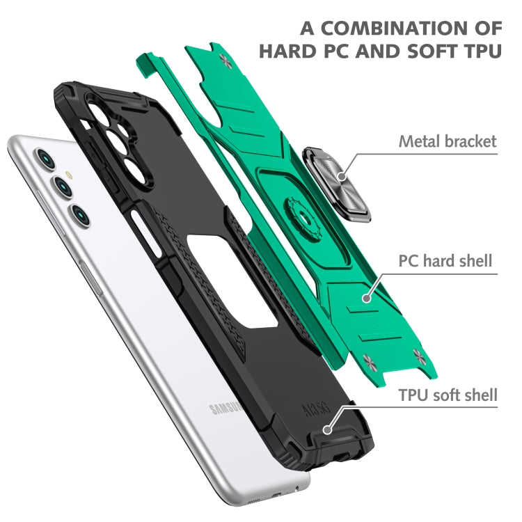 Magnetic Armor Shockproof TPU + PC Phone Case with Metal Ring Holder For Samsung Galaxy A13 5G