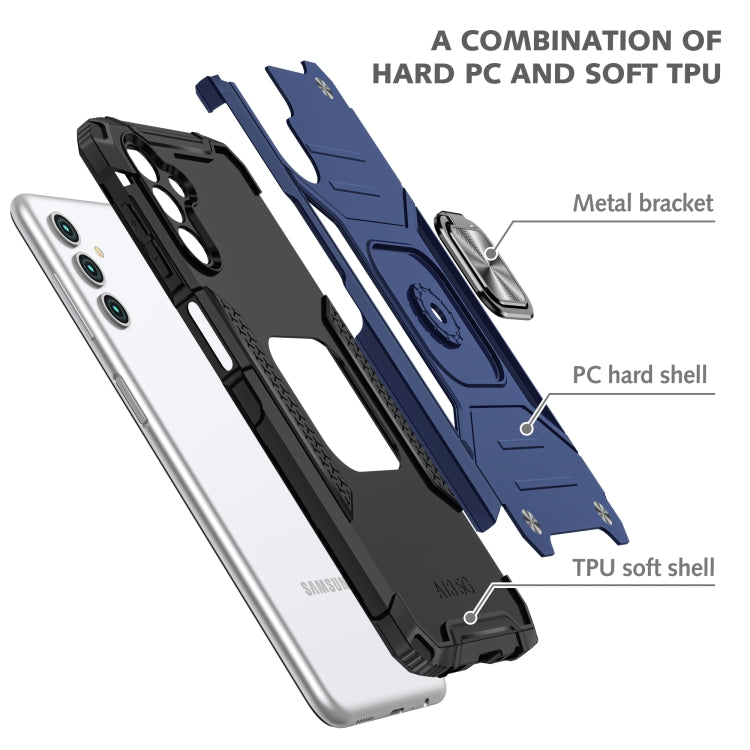 Magnetic Armor Shockproof TPU + PC Phone Case with Metal Ring Holder For Samsung Galaxy A13 5G