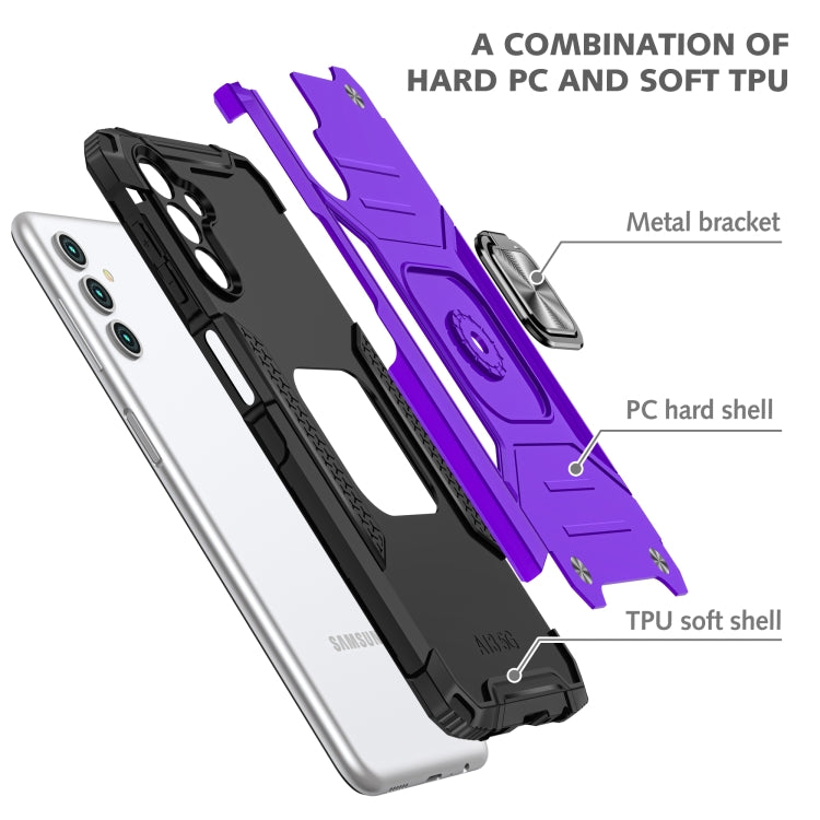 Magnetic Armor Shockproof TPU + PC Phone Case with Metal Ring Holder For Samsung Galaxy A13 5G