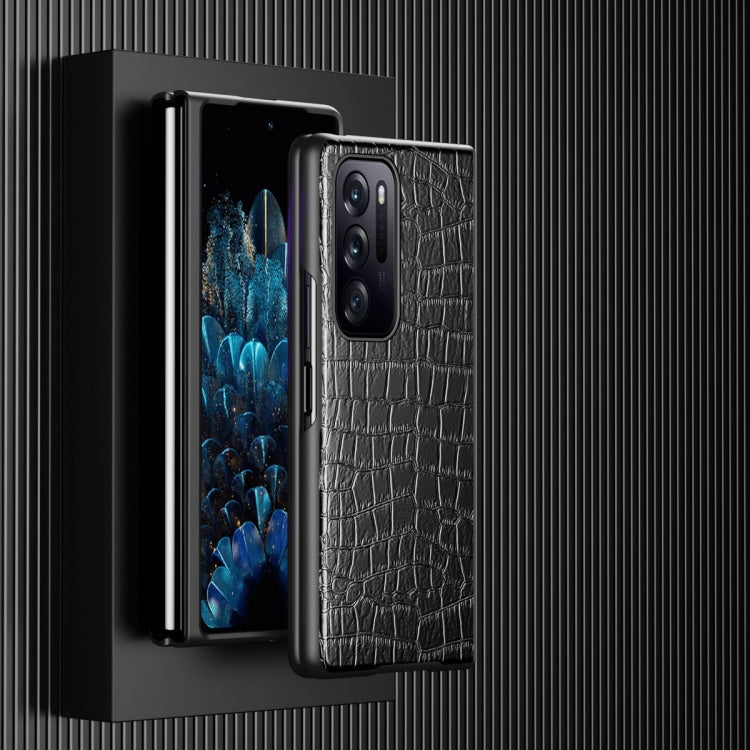 For OPPO Find N Folding Crocodile Texture Leather Phone Case
