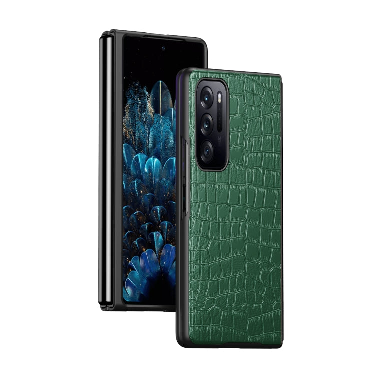For OPPO Find N Folding Crocodile Texture Leather Phone Case