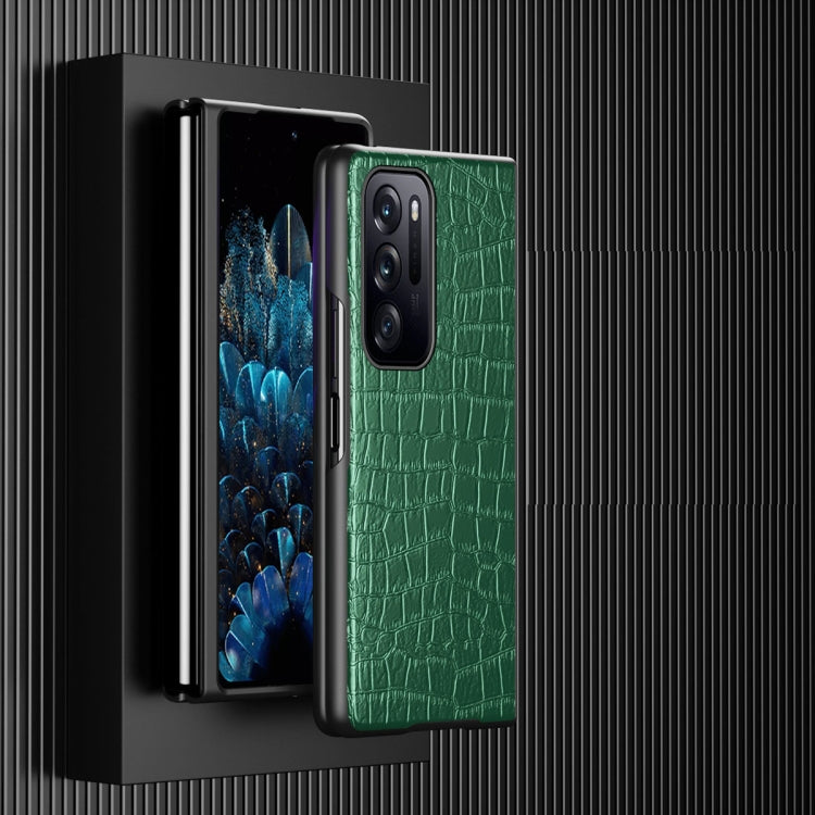 For OPPO Find N Folding Crocodile Texture Leather Phone Case
