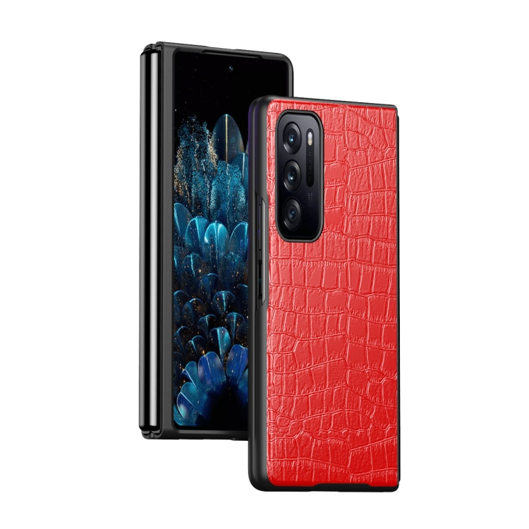 For OPPO Find N Folding Crocodile Texture Leather Phone Case
