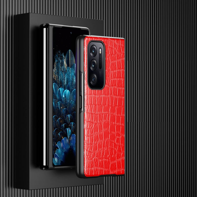 For OPPO Find N Folding Crocodile Texture Leather Phone Case