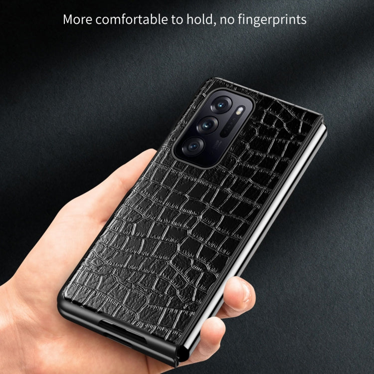 For OPPO Find N Folding Crocodile Texture Leather Phone Case