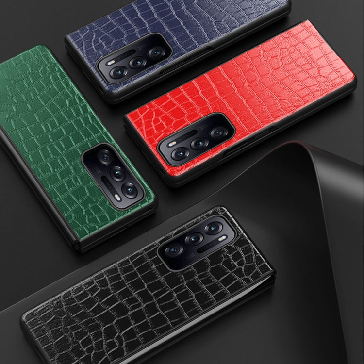 For OPPO Find N Folding Crocodile Texture Leather Phone Case