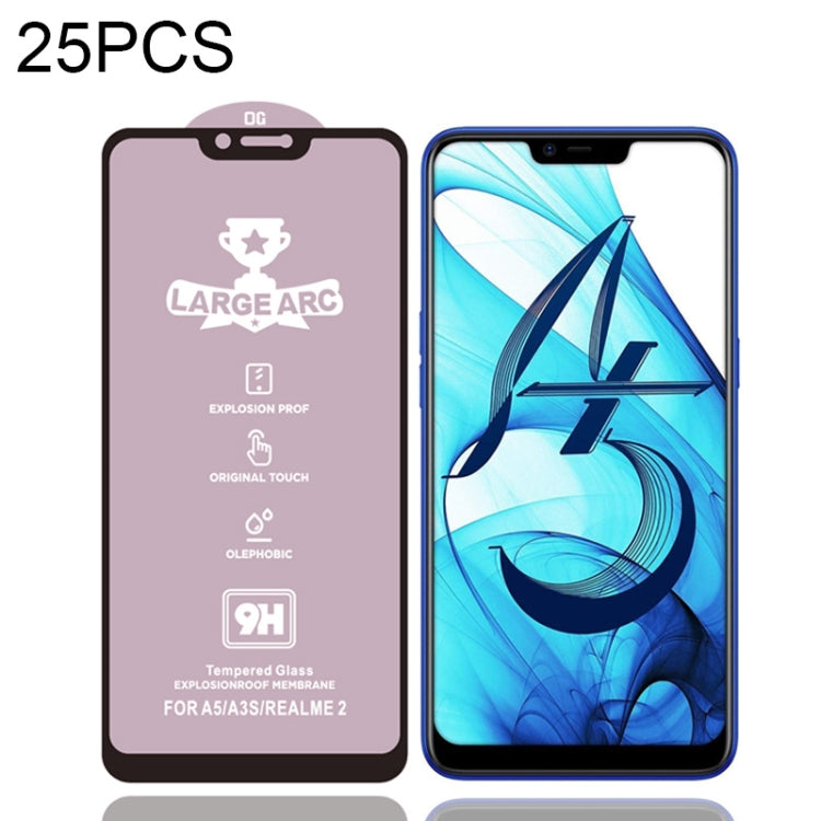 For OPPO A5 25 PCS 9H HD High Alumina Full Screen Tempered Glass Film