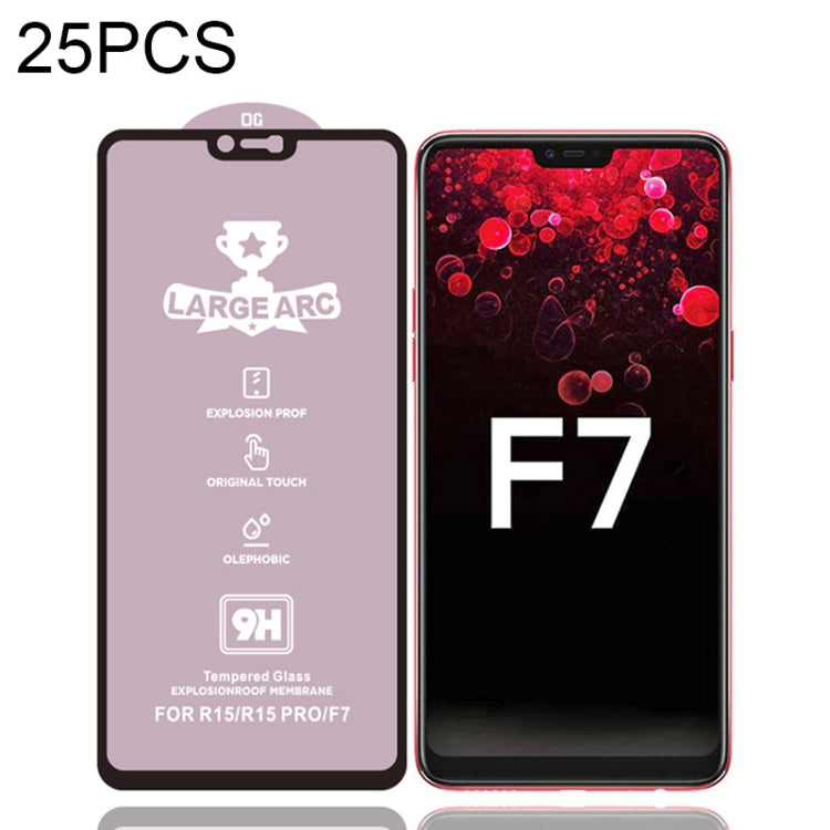 For OPPO F7 25 PCS 9H HD High Alumina Full Screen Tempered Glass Film
