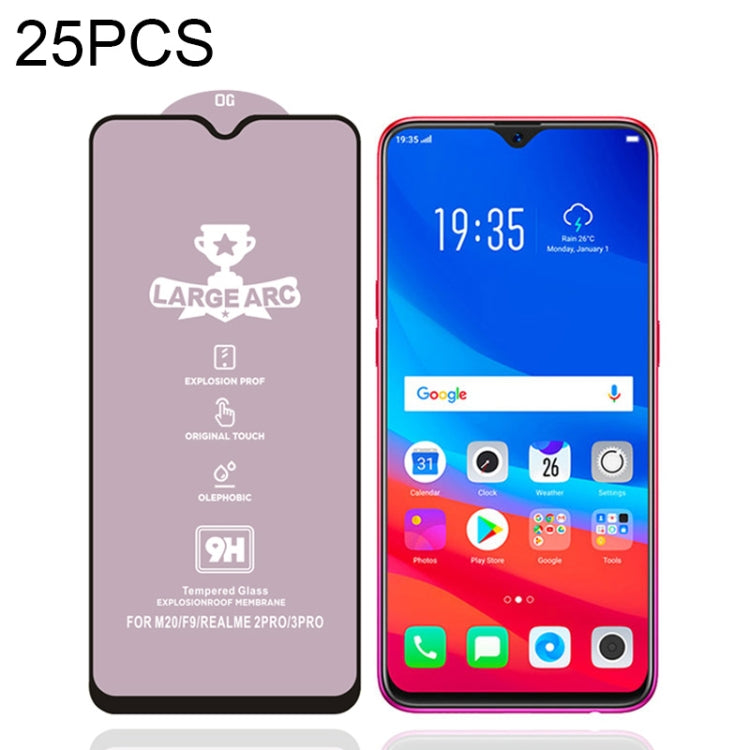 For OPPO F9 Pro 25 PCS 9H HD High Alumina Full Screen Tempered Glass Film