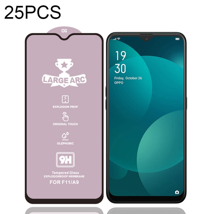 For OPPO F11 25 PCS 9H HD High Alumina Full Screen Tempered Glass Film